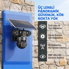 Dobest VTS28 6MP,4G ,Güneş Enerjisiyle Çalışan Üçlü Lensli Yüksek Çözünürlüklü Video Güvenlik Kamerası , UYGULAMA Uzaktan Kumandası Iki Yönlü Sesli Iletişim 360° Dönebilen Lens