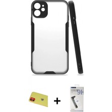 Marsilyan™- iPhone 11 Kılıf Atlas Asil Serisi - Şeffaf Uv Polymer Nano Ekran Koruyucu + Rainbow Kamera Lens Koruma Cam - Kı