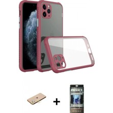Marsilyan™- iPhone 11 Pro Kılıf Nova Asil Özel Seri - Siyah 34D Hayalet Izgaralı Cam + Renkli Kamera Lens Koruma Cam - Pe