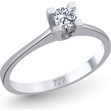 777 Diamond 14 Ayar Altın Pırlanta 0.25 Karat Tektaş Yüzük