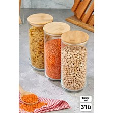 Empressco Berdina Home 3 Adet Vakumlu Bambu Kapaklı Cam Kavanoz 1400ML Baharatlık Bakliyat Gıda Saklama Kabı Organizer - Fiyatı, Yorumları