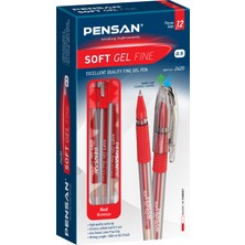Pensan Kırmızı Soft Gel Fine Tükenmez Kalem 0.5 Mm 12 li Paket Kalite Yazım Aracı 2420