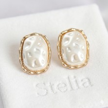 Stelia Gold Renk İnci Model Vintage Kadın Küpe