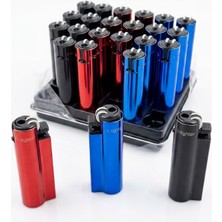 Meka Doldurulabilir Metal Kasa Çakmak 1-Paket-24-Adet 3 Farklı Renk Ekonomik Paket - I-Lighter