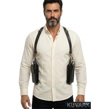 Kuvark Veyron • Hakiki Deri Holster • Erkek Omuz Çantası • El Yapımı • Siyah