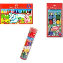 Faber-Castell 12'li Pastel Boya Sulu Boya Seti Renkli Ölçülerle Eğlenceli Sanat Malzemeleri