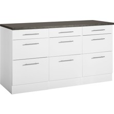 T Designo Tdesigno Anita Mutfak Çekmeceli Alt Modül 180 cm Beyaz Tezgah Dahil TD-ARI-011 Geniş Depolama Alanı ile MDF & Suntalam