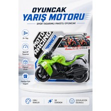 Güzelyüz Avm Oyuncak Yeşil Yarış Motorsikleti 28CM Racing Moto Yarış Motoru Paketli Sportif Motorsiklet Çocuk Oyuncağı