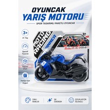 Güzelyüz Avm Oyuncak Mavi Yarış Motorsikleti 28CM Racing Moto Yarış Motoru Paketli Sportif Motorsiklet Çocuk Oyuncağı