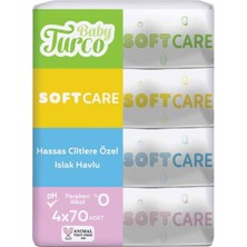 Baby Turco Softcare Hassas Ciltler İçin Özel Islak Havlu 4 x 70 Yaprak Koku İçermeyen