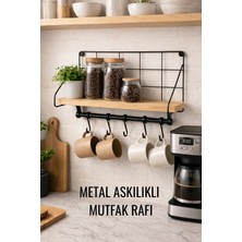 Empressco Myend Duvar Rafı Metal Ahşap Kahve Köşesi Rafı Kancalı Askı Baharatlık - Fiyatı, Yorumları