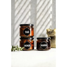 Empressco Lalezen Home 3lü Amber Cam Baharatlık Şeker Tuz Kahve Etiketli 300 ml - Fiyatı, Yorumları