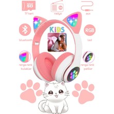 GUNKES Kedi Kulaklık Rgb Işıklı Bluetooth 5.0 Kulaklık Kablosuz Extra Bass Kart Girişli Cat Mikrofonlu STN28