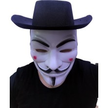 Ozcmax Siyah Renkli Delikli Çocuk Boy Vendetta Şapkassı ve Vendetta Maskesi