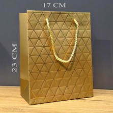 Hereveoyuncak Gold Geometrik Desenli Orta Boy Kartonn Hediye Çantası
