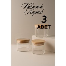 Empressco Zuri Design 3’lü Çizgili Cam Baharatlık Seti – Hava Geçirmez Bambu Vakum Kapaklı Kavanoz Seti 365 ml - Fiyatı, Yorumları