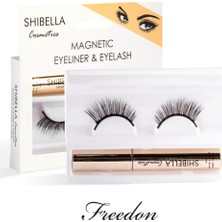 Shibella Cosmetics Siyah Manyetik Eyeliner ve Takma Kirpik Seti Özel Freedom Serisi Hafif Kullanım