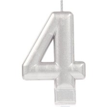Hereveoyuncak 4 Rakamı Mum Gümüş Reenk