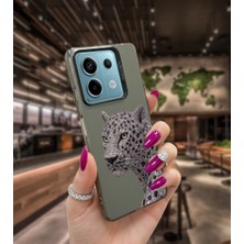 Powerfox Redmi Note 13 Pro 5g Uyumlu Gümüş Kaplan Baskı Desen Darbe Emici Telefon Kılıfı MK01A