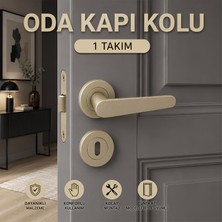 Badem10 Kayı Titanyum Renk Rozetli Kapı Kolu Oda Kapıları Için Modern Tasarım 1 Takım Kapı Kolu