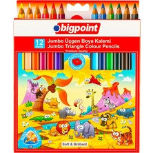 Bigpoint Jumbo Üçgen Kuru Boya Kalemi 12 Renk Renkli Boyalar Premium Kalite