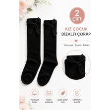Tibo 2 Çift Burun Dikişsiz Kız Çocuk Kurdeleli Dizaltı Çorap