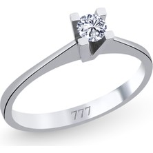 777 Diamond 14 Ayar Altın Pırlanta 0.15 Karat Tektaş Yüzük
