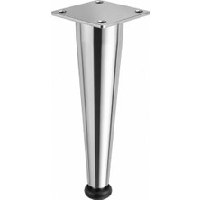 Badem10 Omaks (1 Adet) 15 cm Metal Krom Düz Mobilya Sehpa Kanepe Ayağı Montaj Vidaları Dahil Ayak