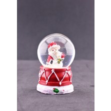 Deco Elit Mini Boy Işıklı Noel Baba ve Kardan Adam Temalı Kar Küresi 6.5 cm Kaliteli Cam ve Polyester
