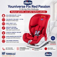 Chicco Çocuklarınız Aracınızda Güvende Olsun, Youniverse Fix Red Passion 9-36 kg Oto Koltuğu
