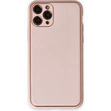Ulu Pazarlama Apple Iphone 11 Pro Max Kılıf Coco Deri Silikon Kapak - Pudra