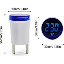 Robiz Ac 220V Voltmetre Yuvarlak Mavi Eu Plug  Prize Takılabilir Fiş Gerilim Şebeke Test Elektrik Voltaj Göstergesi LED Display