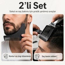 Ulu Pazarlama 2 Parça Siyah Sakal Kontur Düzenleme C Model ve Saç Kesim Rehberi Taraklı Bakım Seti