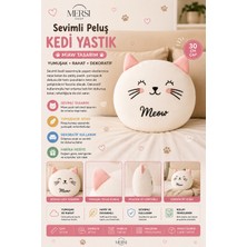 Mersi Shop Sevimli Peluş Kedi Yastık 30 cm – Yumuşak Dekoratif Meow Tasarım Yastık