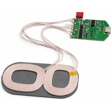 Robiz Kablosuz Şarj Modül Dual Bobin Type C 15W  Qi Wpc V1.2.3 12V 1.5A Mobil Akıllı Telefon Oyuncak Pil Yatay Dikey Verici Samsung Apple Iphone