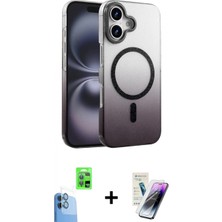 Marsilyan™- iPhone 16 Kılıf Ahenk Doku Özel Seri - Şeffaf Pasifik Cam Ekran Koruyucu + Raze Metal Kamera Lens - Lt