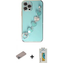 Marsilyan™- iPhone 12 Pro Max Kılıf Nova Işık Prime - Siyah Polymer Nano Ekran Koruyucu + Shine Kamera Lens Koruma Cam - Sabe