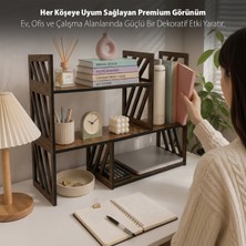 Vigo Wood Modern Tasarımlı Masaüstü Kayar Kitaplık Ceviz Renk MDF Malzemeden 4 Raflı 81 cm