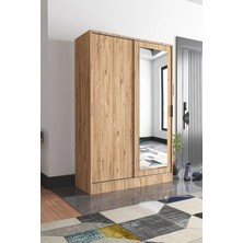 Tumblera Aura Dual Pine Aynalı Sürgü Kapaklı Portmanto & Vestiyer Ayakkablık Dolabı 9 Raflı 6 Askılı