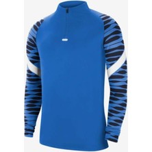 Nike M Nk Df STRKE21 Dril Top  CW5858-463 Erkek Eşofman Üst Mavi Çizgili Desenli Rahat Kesim