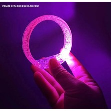Mudanis Pembe LED Işıklı Baskı Yapılabilen Pilli Bileklik Bilezik 1,5 cm Genişlik