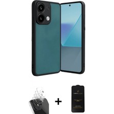 Marsilyan™- Redmi Note 13 Pro 4g Kılıf Kıvılcım Işık Serisi - Siyah 6d Antistatik Mat Seramik Hayalet Nano Ekran Koruyucu + Kamera Lens Koruma Cam - Sf