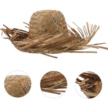 Mudanis Tropikal Parti Naturel Hasır Hawaii Şapkası 13X36 cm