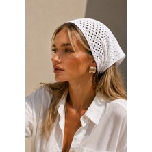 Wega Moda Kadın File Örgü Bandana Yazlık Delikli Triko Saç Bandanası Plaj Uyumlu