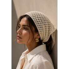 Wega Moda Kadın File Örgü Bandana Yazlık Delikli Triko Saç Bandanası Plaj Uyumlu
