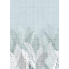 Arterior Wallpaper Uçuk Mavi Zeminde Palmiye Yaprakları Poster Duvar Kağıdı