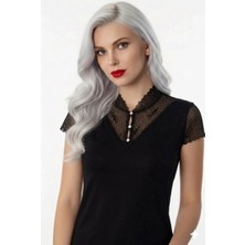 Bemy Store B641 Şahinler Düğmeli Dantelli Bluz