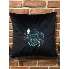Harmony Factory Mandala Nakışlı Siyah Kadife Kırlent Kılıfı Zen ve Meditasyon Temalı Dekoratif Yastık