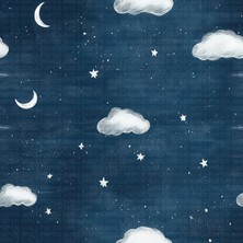 Arterior Wallpaper Bulutlar ve Aylar Desen  Çocuk Odası Poster Duvar Kağıdı