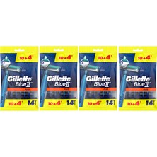 Gillette Blue2 Plus Kullan At Tıraş Bıçağı 14'lü x 4 Paket Ergonomik Tasarımlı Hassas Kullanım İçin
